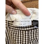 Charles Nolan NY Gingham Plaid Brown Ankle Pants Wide Leg Sz 10 Academia Preppy Photo 2