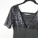 Calvin Klein Black Sequin Sleeves Hidden Back Zipper Lined Maxi Dress, Size 4 Photo 7