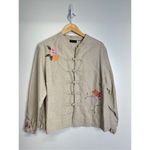 Relativity  Women Asian Style Embroidered Jacket 100% Linen Size Large‎ Photo 1