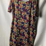 LuLaRoe WOMENS SIZE XL DRESS LIME GREEN PURPLE CORAL PINK FLOWERS SOFT COMY Photo 1