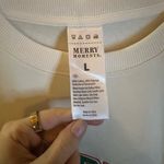 White 'Merry' Women's Christmas festival holiday cozy Sweater Size large Photo 1