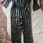 BCBGMAXAZRIA Margery Silver Metallic Shimmer Jumpsuit Photo 3