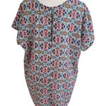 Japna  Women's Blouse Scoop Neck Zipper Back Geo Print Size L Photo 1