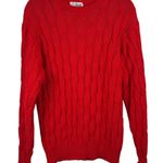 Pringle of Scotland Red Cable Knit Fisherman Sweater Preppy Crew Womens Large Photo 0