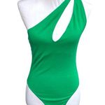 ZARA  Asymmetrical Cutout One Shoulder Bodysuit Green Size Large Photo 0