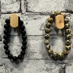 EUC Beaded Bracelet Set Black & Tan with Gift Box Photo 0