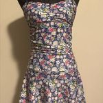 Nicole Miller EUC  Purple Floral Bandeau Ruche One-piece Swim Dress size small Photo 0