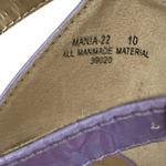 Bamboo  Metallic Purple Snake Skin Ankle Strap Block Heel Sandals Photo 7