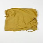 Nonchalant Label Cara Layered Ruched Satin Crop Top Mustard Yellow Small Photo 0