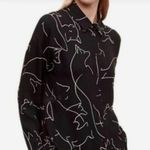Aritzia  Babaton Kearney fox print oversized button down black white blouse Photo 1