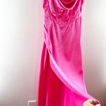 Retrofete Rosa Corset Drape Open Back Satin Maxi Slip Gown Dress Hot Pink Large Photo 6