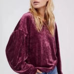 Free People  We The Free Burgundy Crushed Velvet Milan Top Photo 0
