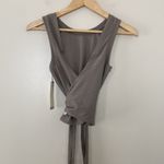 NWT CALIA Crop Wrap Sleeveless Tie Tank Top Dark Grey Taupe Yoga Athletic Sz XS Photo 2