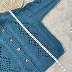 Sundance  Women’s Wool Blend Winter Tryst Cardigan Button Front in Teal Blue PM Photo 11