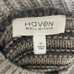 Haven Well Within Gray Striped Mock Neck Sweater M Chunky Knit Cozy Size M Photo 4