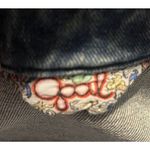 Vintage 80s Cropped Denim Jacket Studded Rhinestone Buttons USA Made Opal Size S Blue Photo 11