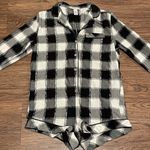 Victoria's Secret  Flannel Romper Black White Buffalo Plaid Pajamas Size XS  Photo 9