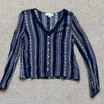 Hippie Rose  Navy and White Patterned Top Photo 0