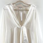 Topshop  Long Sleeve Mini Twist Front Satin Shirt Dress White 12 Photo 5
