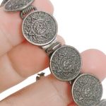 Sterling Silver Vintage  Round Mayan Calendar Link bracelet MEXICO Photo 3