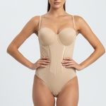 Maidenform Lightly Lined Tummy Control Bodysuit 38D Beige Corset Style Photo 0