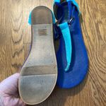 Toms  Sandals Women's Blue Turquoise Canvas Thong Ankle Strap‎ Flat Size 6.5 Wide Photo 2