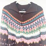 Moda International Womens Wool Blend Fair Isle‎ Knit Full Zip Cardigan Sweater L Brown Size L Photo 1