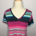 Pink Mint Blue Striped V Photo 1