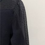 Cable & Gauge Black Rhinestones Sparkle Sweater Mock Neck Holiday Party M FLAW Photo 6