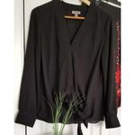 Chelsea28 Womens Faux Wrap Top Long Sleeve V Neck Blouse Black Size (M) Photo 5