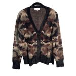 Bella Dahl  Fuzzy Camo Cardigan Sweater XS Extra Small Button Down‎ Brown Black Photo 1