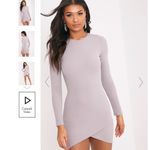 Pretty Little Thing DOVE GREY LONG SLEEVE WRAP SKIRT BODYCON DRESS Photo 1