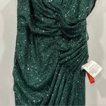 Mac Duggal 26988 Emerald Green Sequined Asymmetric Draped Trumpet Gown 2 NWOT Photo 2