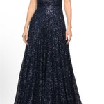 La Femme  27747 navy blue All Over sequin empire waist Blue Size 4 Photo 0