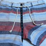 J. Jill Love Linen High Rise Stripe Shorts with Rope Belt Size Large Petite Blue Photo 7