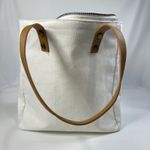 Cozy Earth Canvas Tote Bag White NWT Zip Top Faux Leather Straps Eco Travel Photo 2