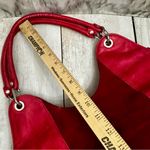 Plinio Visona  Vibrant Pink Leather Shoulder Bag Red Suede Panel Large Hobo Photo 12
