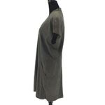 Schai Womens Goat Suede Leather Exposed Back Zip Cap Sleeve Shift Dress Green/Gr Gray Photo 3