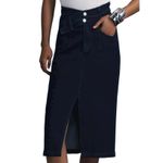 Anthropologie  Pilcro The Arden Double Waist Midi Skirt Dark Denim Size 14 NEW Photo 5