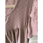 Women's XL Pink Petal Short Sleeve Shirt Cute Summer Pleated Key Hole Loose Photo 4