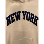 NWT New York Unisex Small Fleece Lined Cotton Blend NY Sweatshirt Hoodie Sand Tan Photo 2