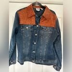 Diane Gilman Women’s Medium Denim And 100% Leather Vintage, Jean Jacket Blue Photo 0