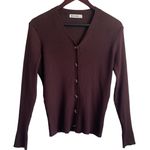 Grace Karin Grace Karin Women Cardigan Sweater L Brown Ribbed Fitted Preppy Academia Office Photo 0