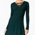 BCX  Green Lace Up Long Sleeve Sweater Dress Photo 0