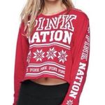 Holiday Christmas Red Victoria Secret Love Pink Spirit Jersey Women's large Photo 0