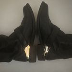 ALDO  Boots Womens 7.5 Black Leather Ankle Zip Up Moto Gold Hardware Buckle Biker Photo 3