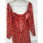 Pretty Little Things Ditsy Floral Mini Dress Women 2 Red Bow Milk Maid Peasant Size 2X Photo 6