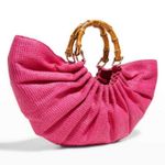 Cult Gaia ππ Banu Mini Tote Bag Raffia Half Moon ~ Qajar Rose Pink NWT Photo 4