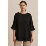 El. Story by Italy Black Stingray Blouse Large Flare Sleeve Relaxed Minimalist Photo 7