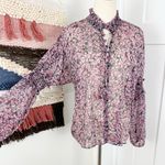 MISA Los Angeles MISA Floral Blouse Black Pink Sz S Photo 4